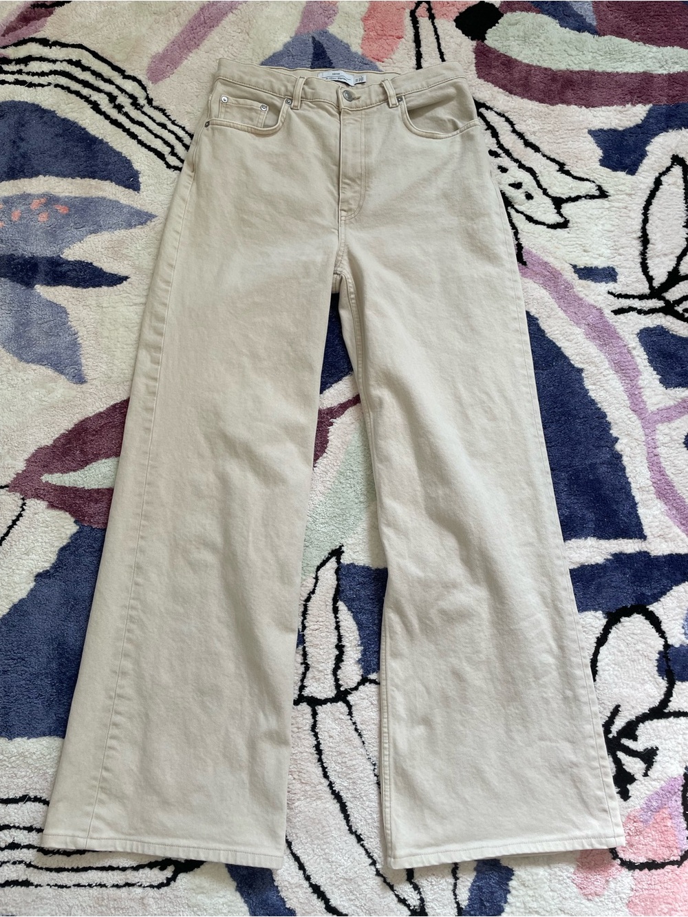 & Other Stories treasure cut denim jeans high waist wide leg beige women's 29